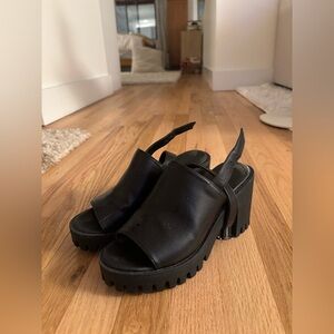 Black Chunky Heel Women's Sandals